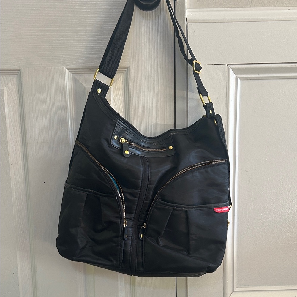 Skip Hop Black Baby Bag with Gold Details